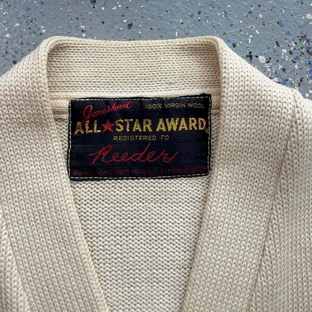 Vintage 1950s Jonesknit All Star Award Reeder Wool Varsity Cardigan Sweater - Picture 3 of 8